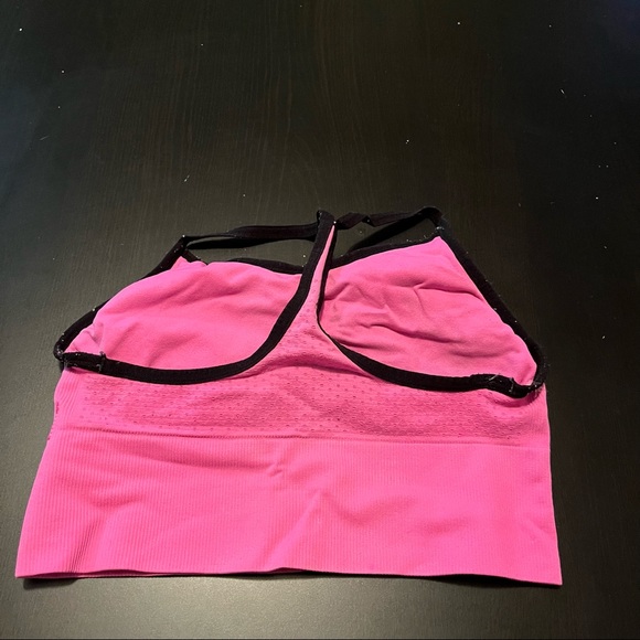 Pink & Black Racerback Sports Bra with Removable Pads & Adjustable Straps - Picture 4 of 5